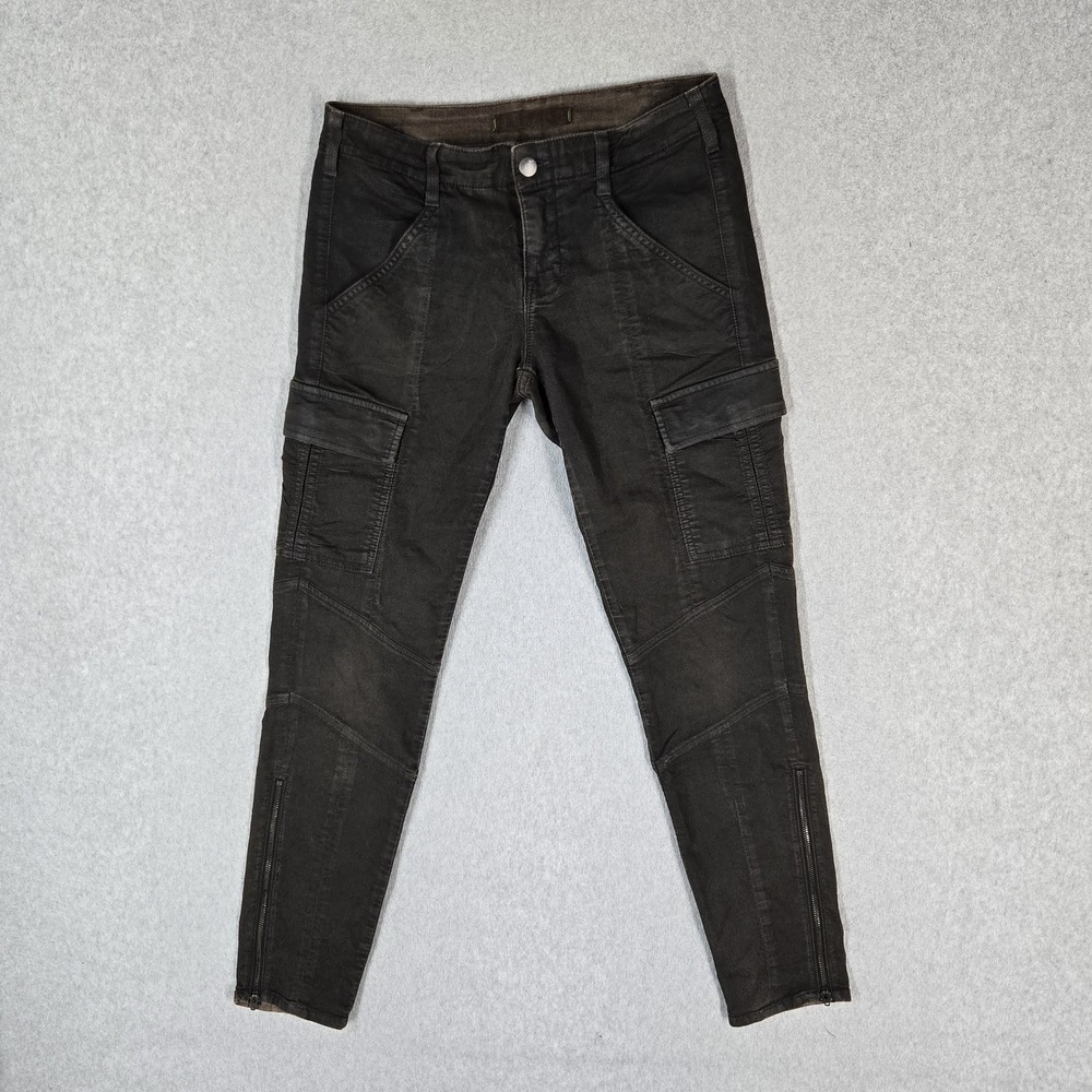 J Brand Women Jeans 27 Black Denim Cargo Grunge 27.5" Inseam Skinny Ankle Zipper